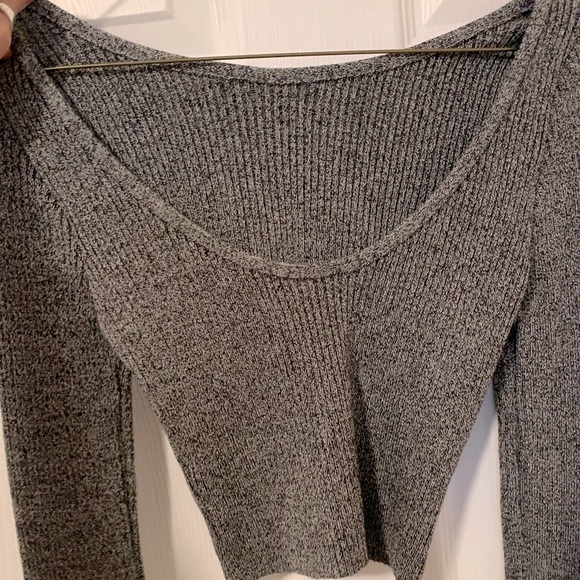 Grey Ribbed Crop Top - Picture 4 of 5
